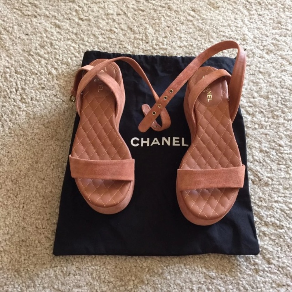 Authentic Chanel Peach Platforms